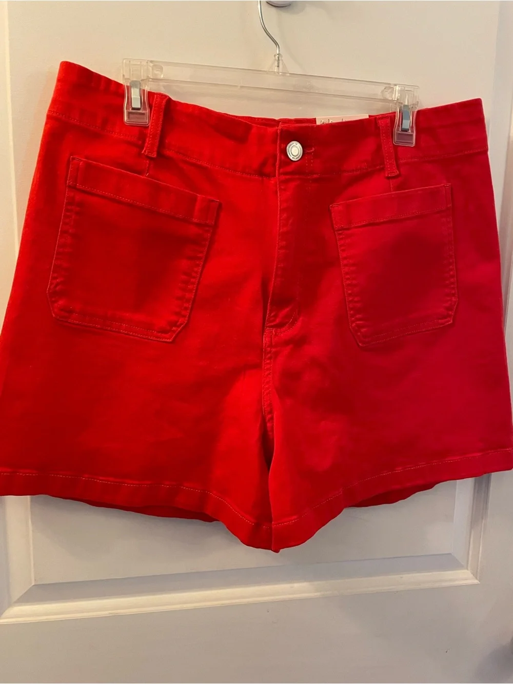 LC Lauren Conrad Red High-Rise Patch Pocket Shorts